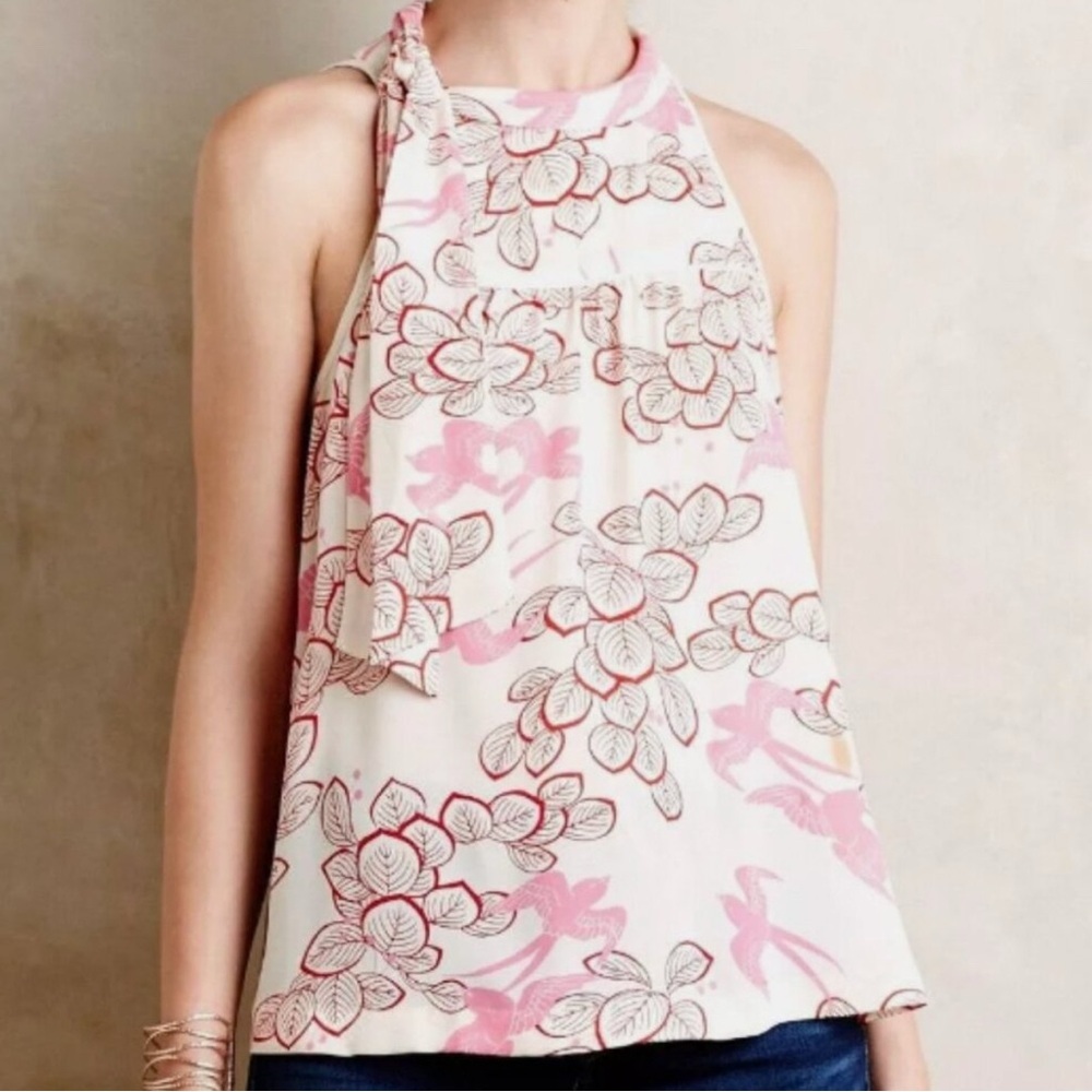 Maeve Floral Pink and Cream Sleeveless Top - Picture 2 of 4